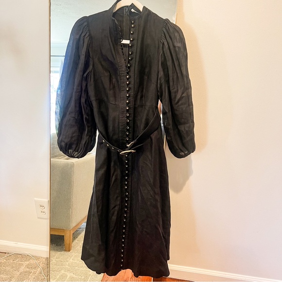 Linen Zimmermann Long Sleeve Midi Dress - Picture 6 of 12